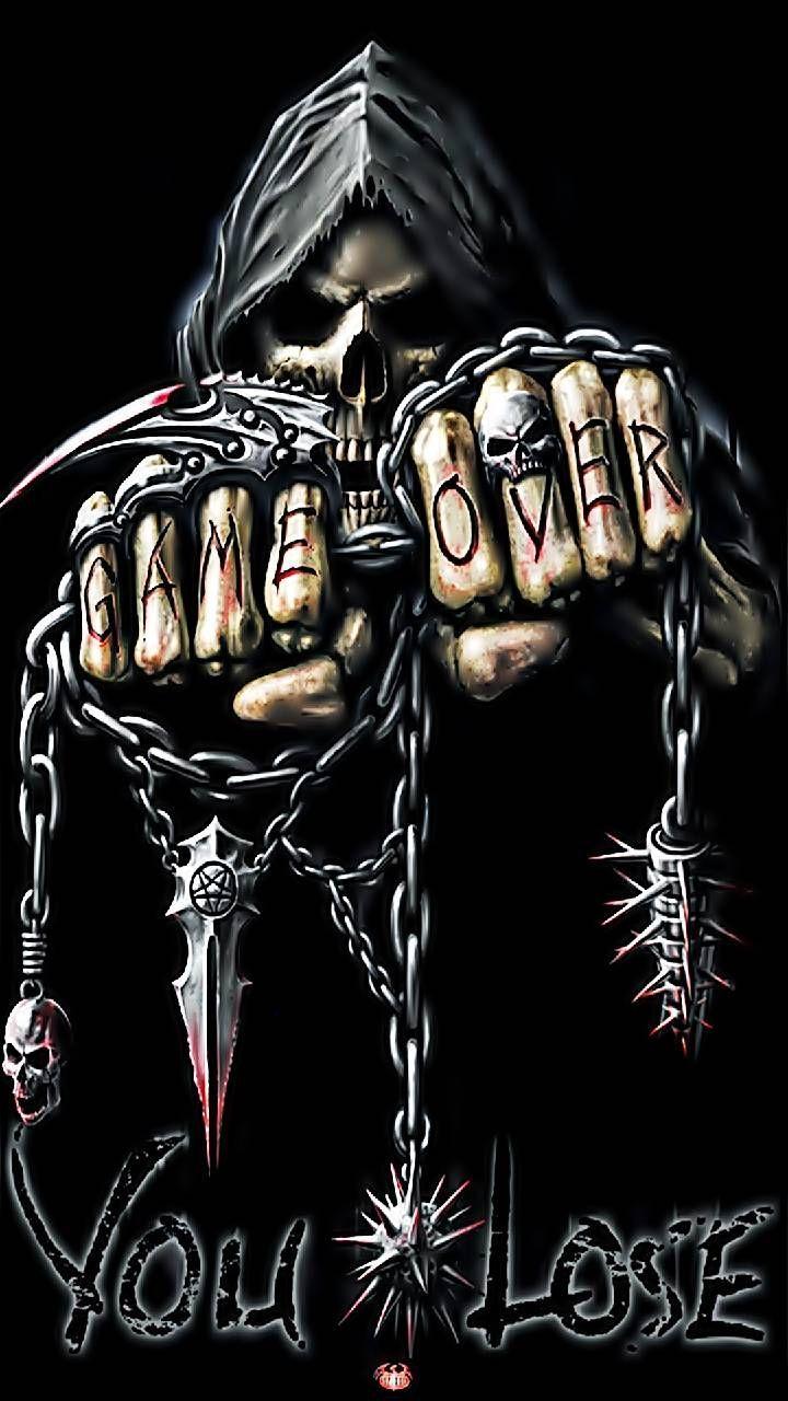 720x1280 Download skull 3D game over Wallpaper