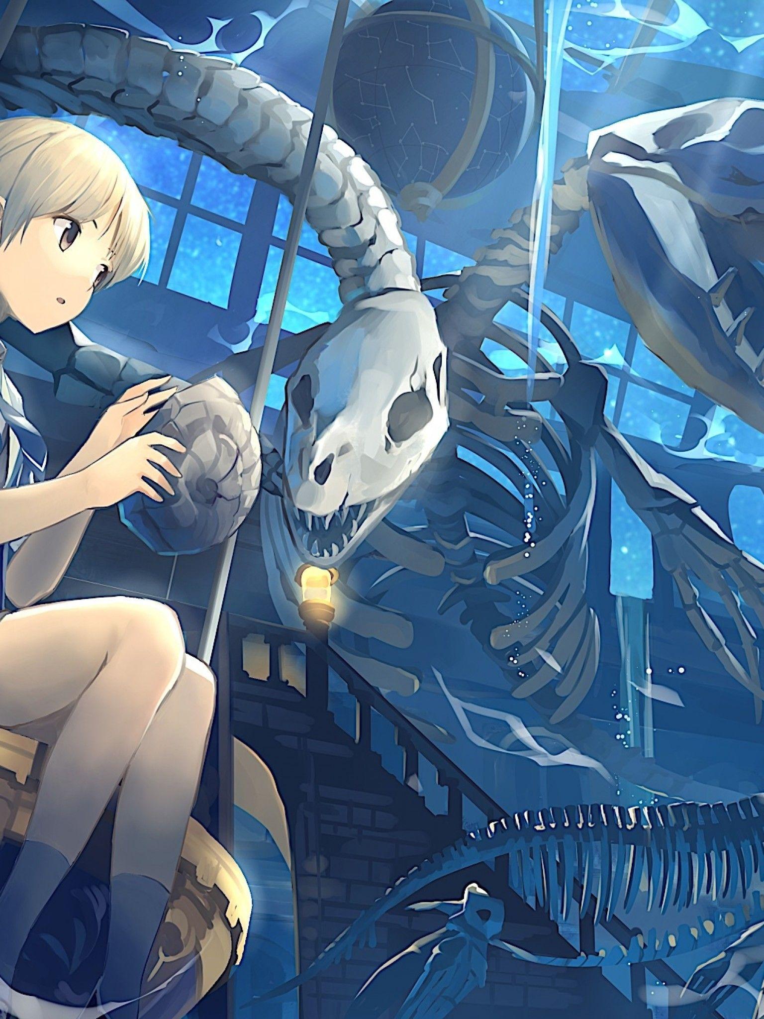 1536x2048 Download 1536x2048 Anime Boy, Skeleton, Sky, Stars, Skull