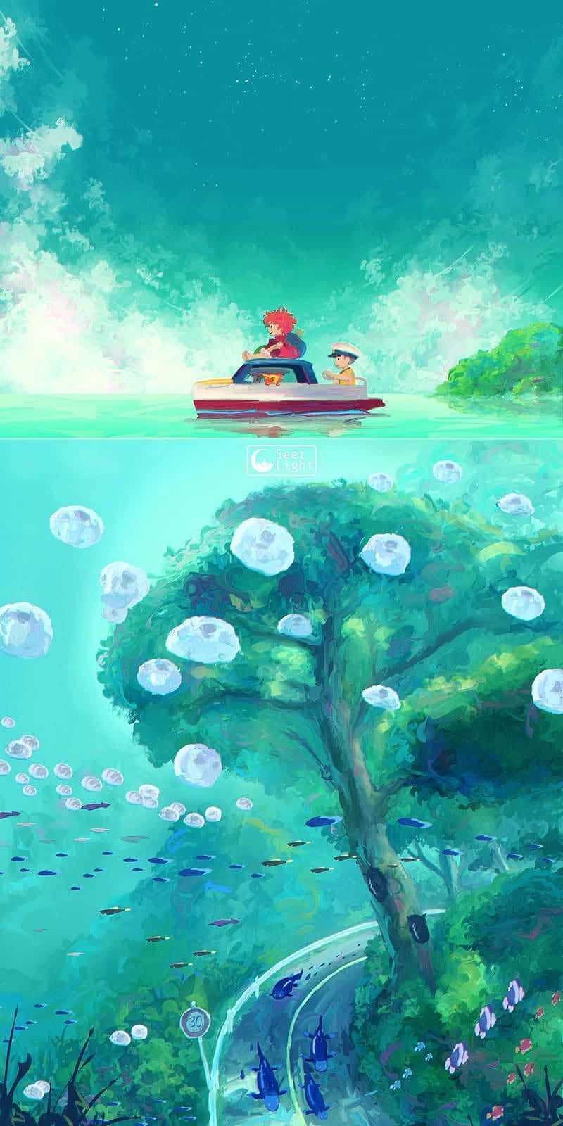 800x1600 Download Undewater Ponyo Studio Ghibli