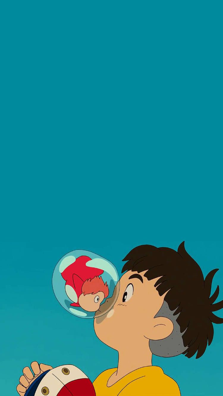 750x1334 Ponyo Blue Background Wallpaper