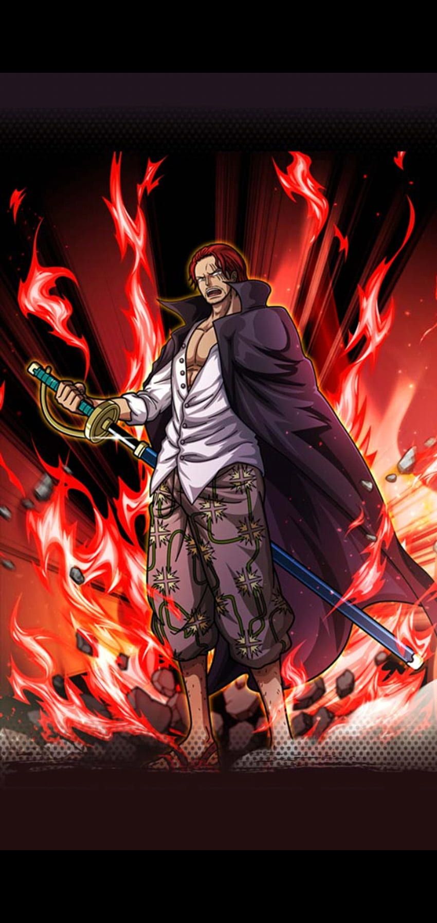 850x1794 Shanks, sword man, art, performing arts, pirate, japan, anime, One piece HD phone wallpaper