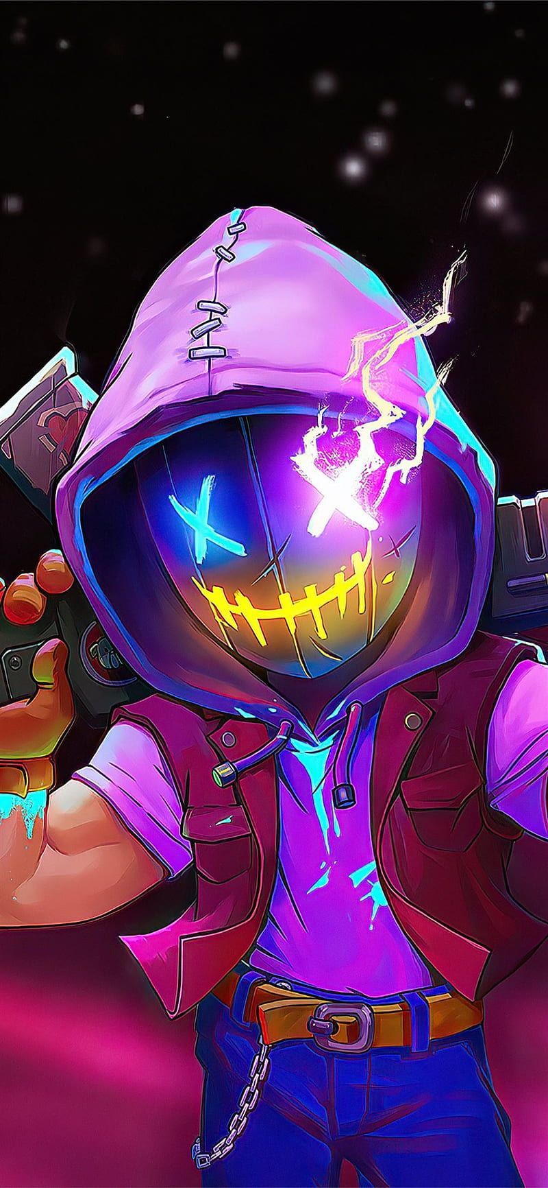 800x1732 Neon anime, electric blue, magenta, HD phone wallpaper