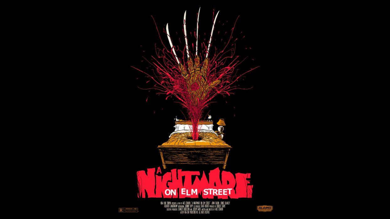 1244x700 Nightmare on Elm Street Black Freddy Krueger Blood Bed poster