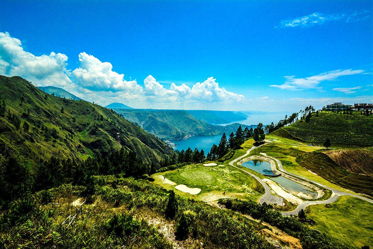 1280x853 Hình nền Indonesia Hồ Toba Sumatra Núi thiên nhiên Cánh đồng trên bầu trời