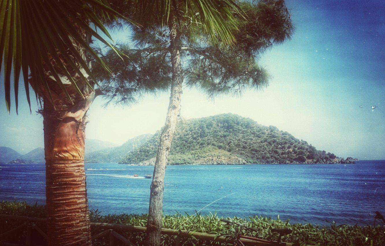 1332x850 Wallpaper city, summer, beach, coast, island, palm, marmaris