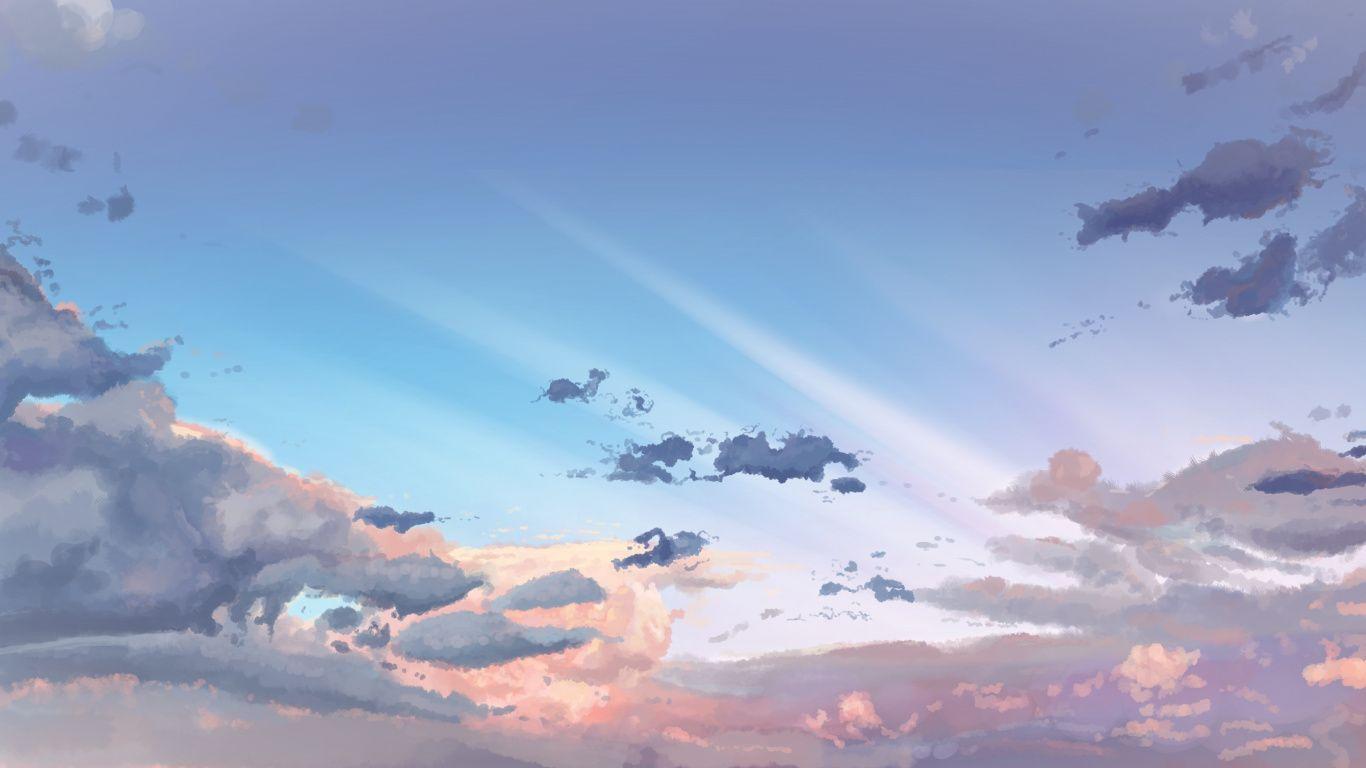 1366x768 Download 1366x768 wallpaper sky, clouds, original, anime, tablet