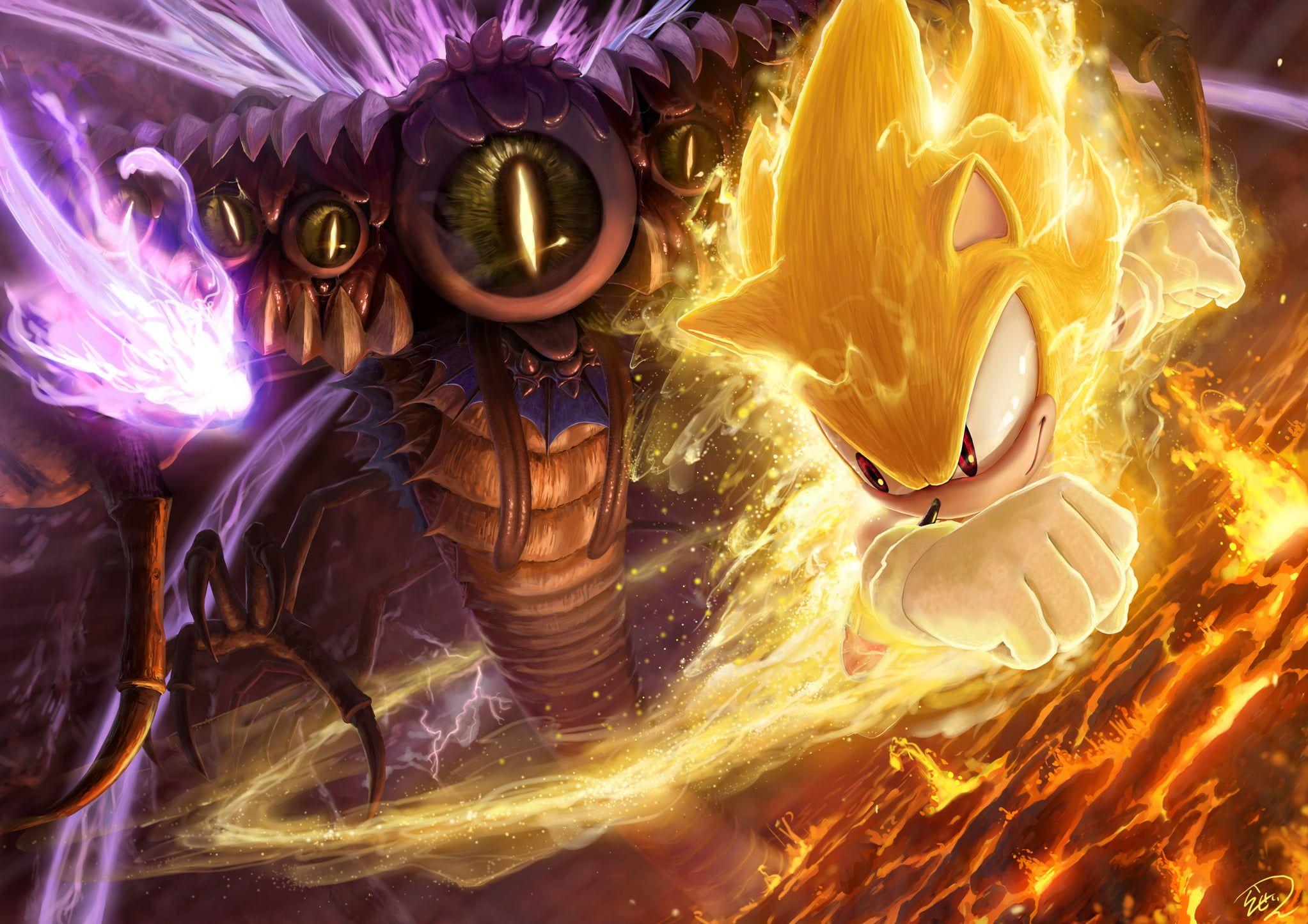 2045x1445 Super Sonic and cobra graphic wallpaper HD wallpaper