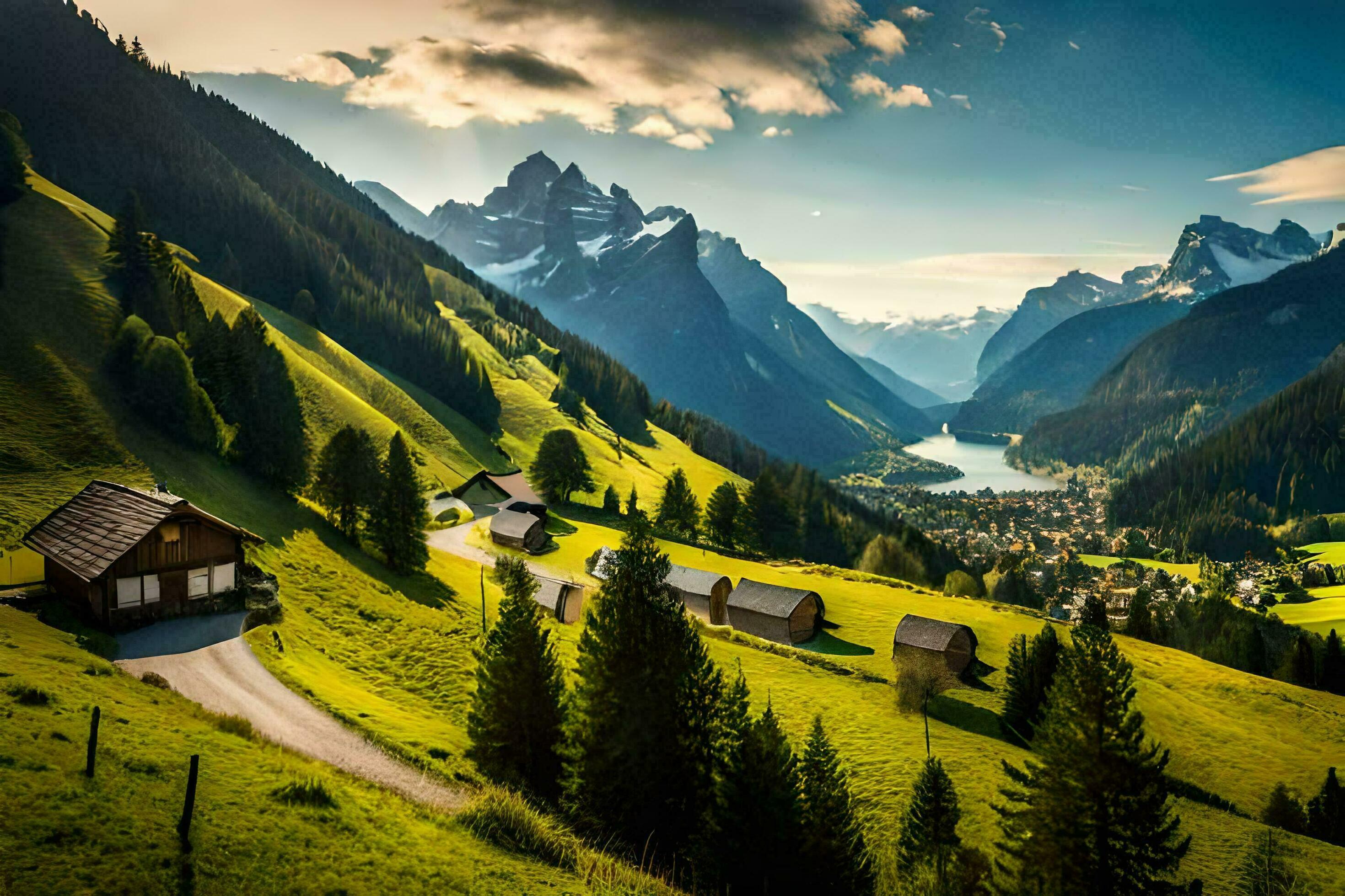 2940x1960 The Alps, Switzerland, Europe, The World, Nature, Landscape, Landscape Wallpaper. AI Generated