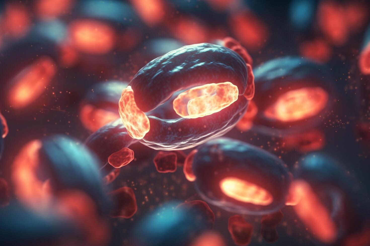 1470x980 Colorful 3D illustration of microscopic cell division