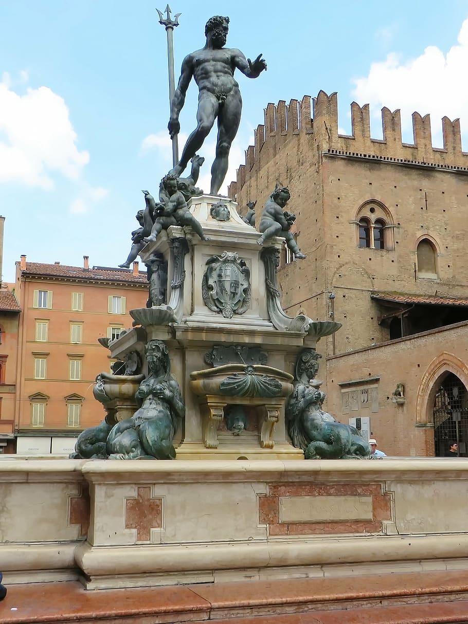 910x1214 HD wallpaper: italy, bologna, fountain, neptune, trident, maserati, gianbologna