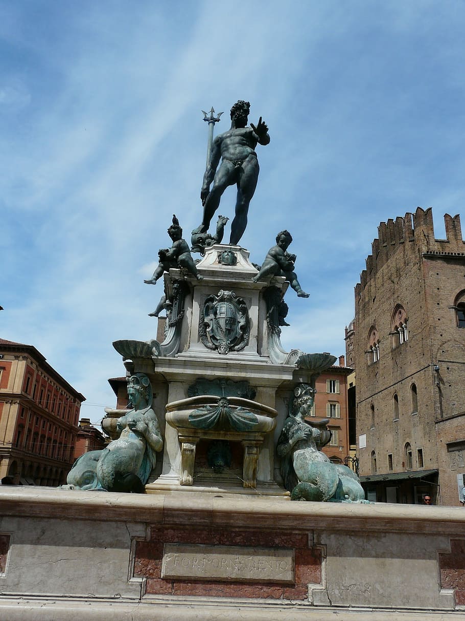 910x1213 HD wallpaper: Fountain Of Neptune, Bologna, Bologna, Italy