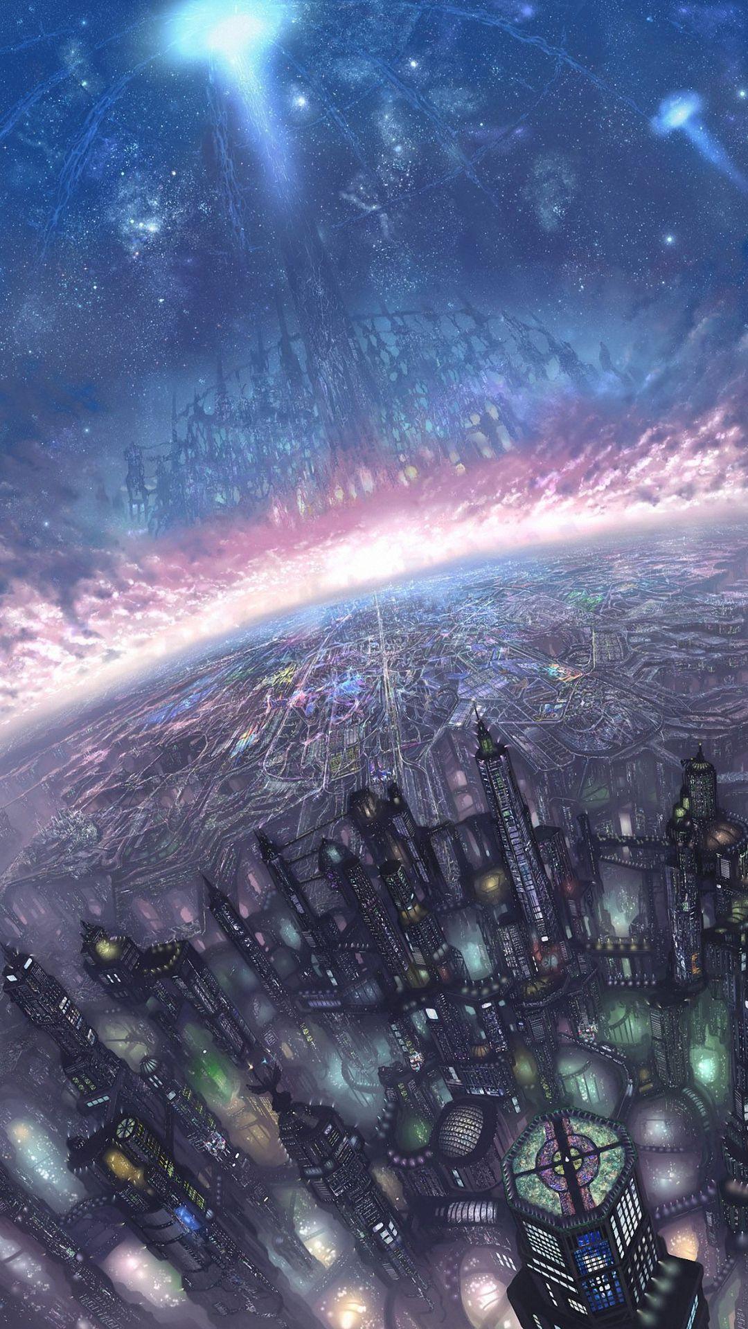 1080x1920 Fantasy City Sky Space iPhone 6s Wallpaper HD