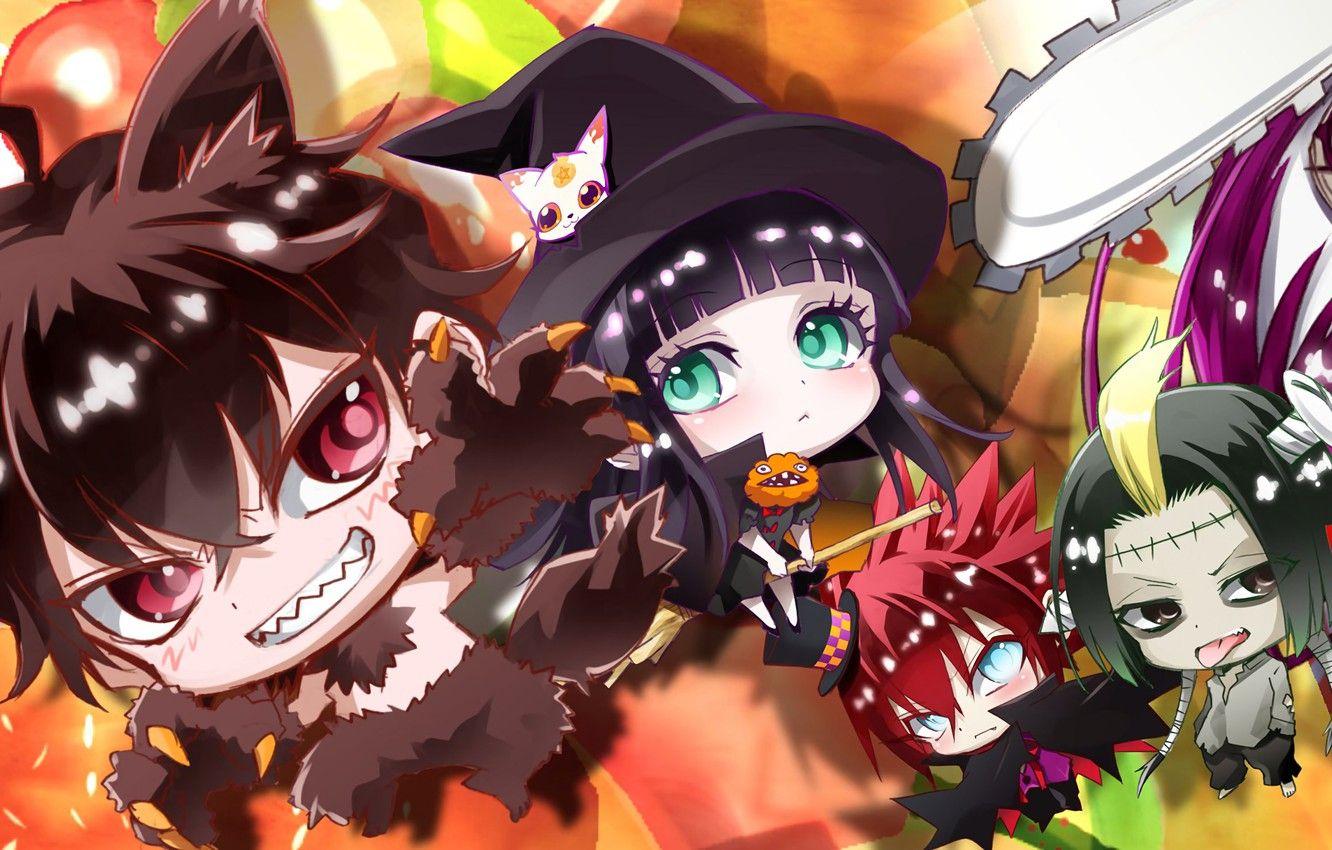 1332x850 Wallpaper girl, halloween, boy, crossover, cosplay, witch, mahou