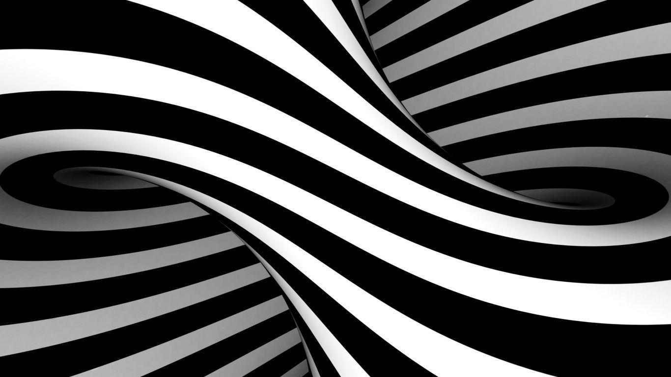 1366x768 Download 1366x768 Wallpaper Bw, Black White, Stripes, Optical