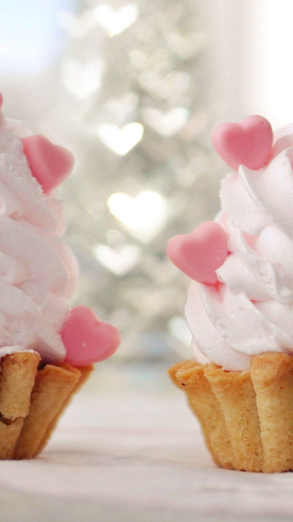 938x1668 Download wallpaper 938x1668 small baskets, cream, hearts, dessert