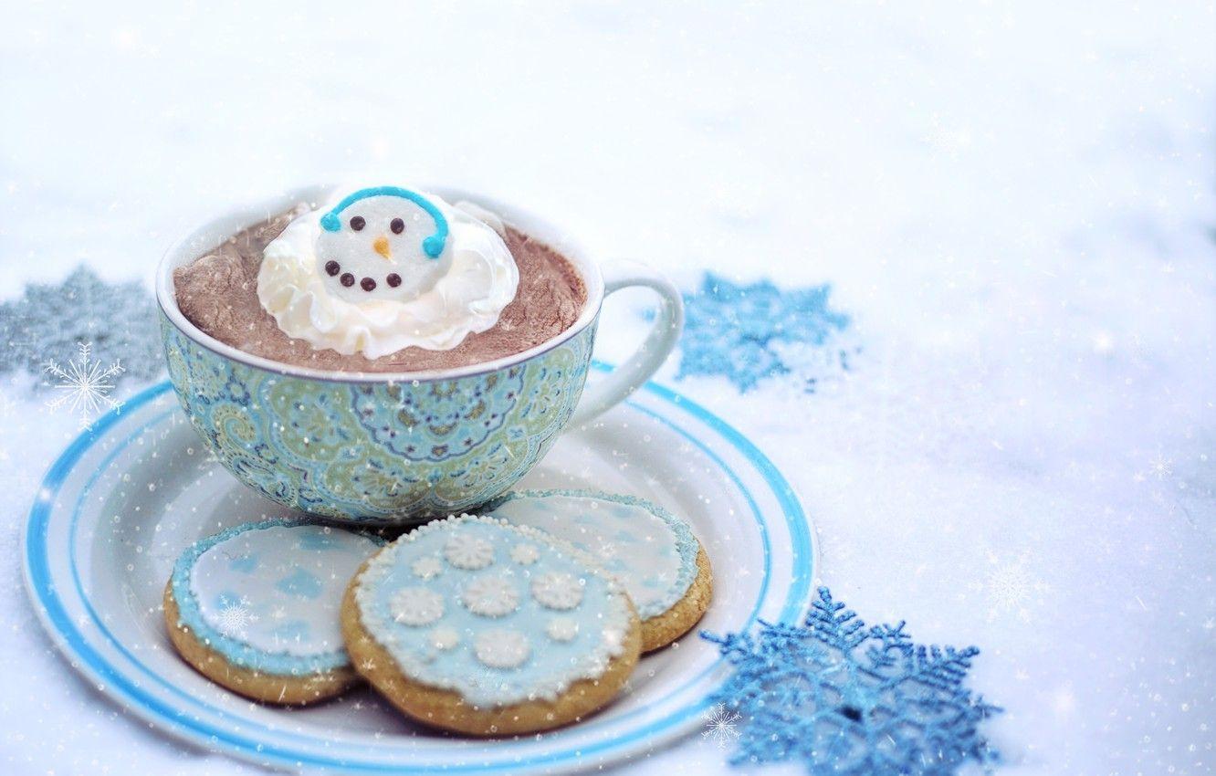 1332x850 Wallpaper winter, cookies, Cup, hot chocolate, whipped cream