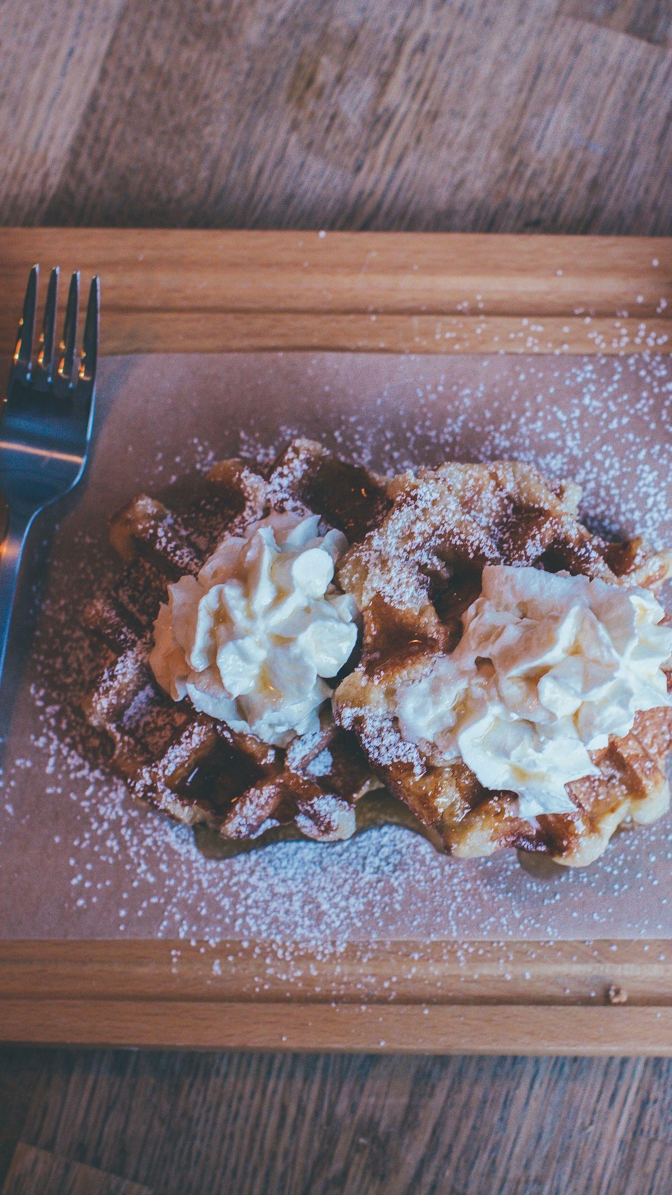 1350x2400 Download wallpaper 1350x2400 waffles, whipped cream, powder