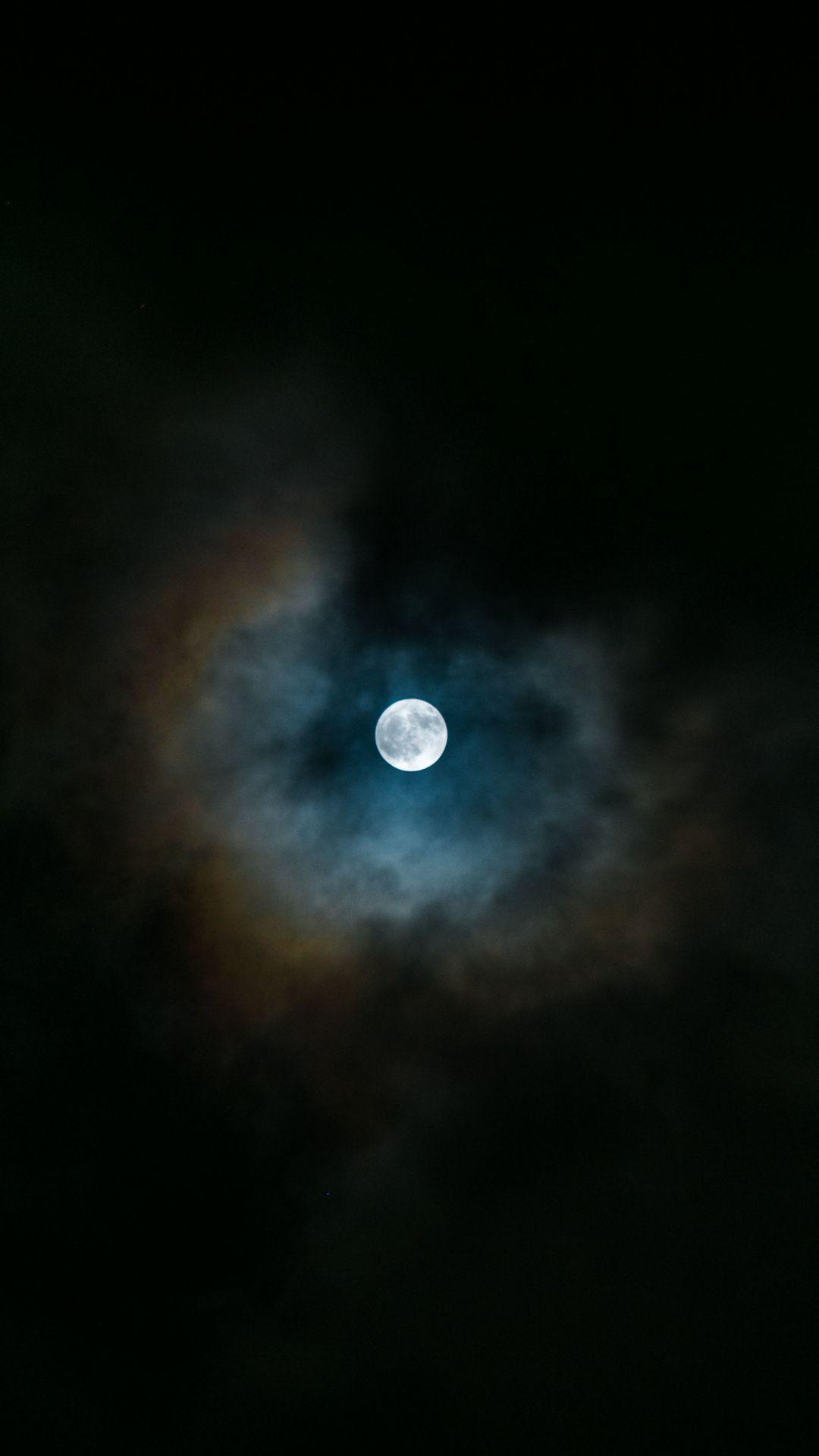 1080x1920 Full moon, dark, night, clouds, 1080x1920 wallpaper