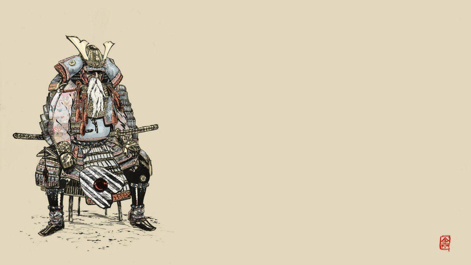 1920x1080 tác phẩm nghệ thuật áo giáp Samurai hình nền nền đơn giản.  1920x1080