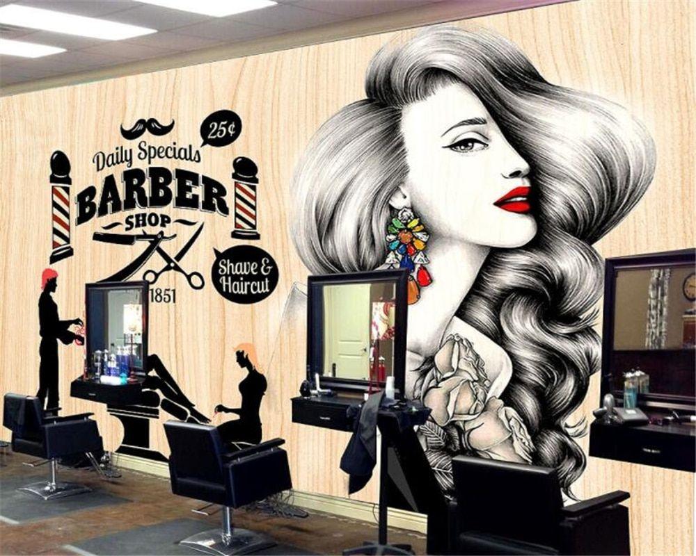 1000x800 Beibehang Custom Wallpaper Hairdressing Salon Hair Wall Barber Shop Vintage Makeup Hair shop decoration 3D wallpaper mural. 3D wallpaper murals. wallpaper muralcustom wallpaper
