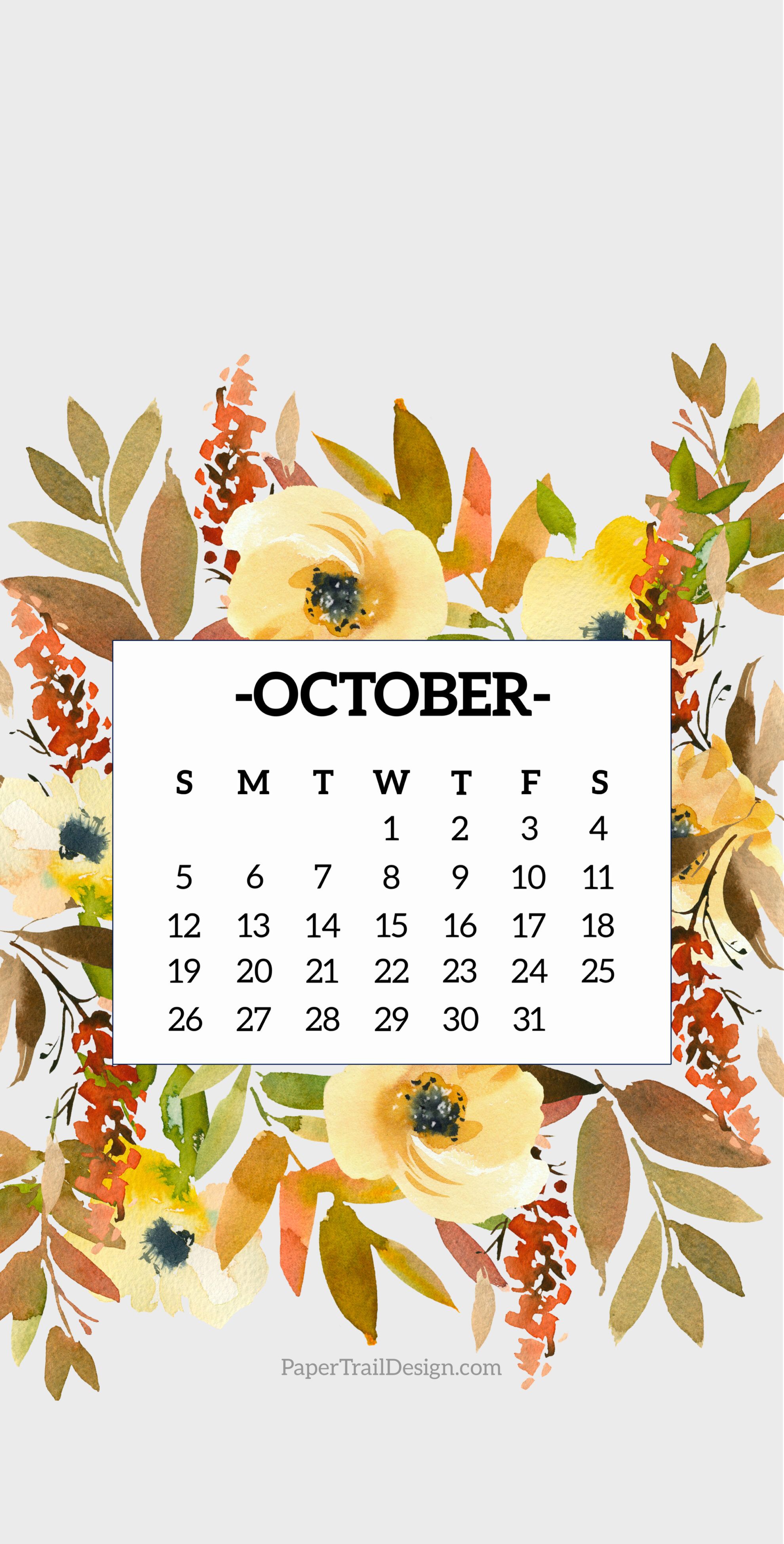 1980x3898 Calendar Phone Wallpaper Trail Design