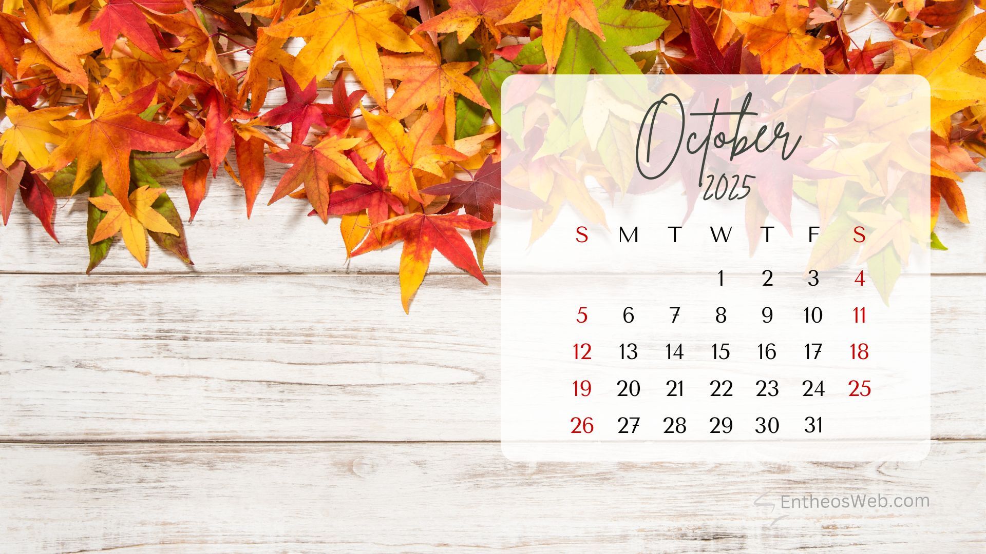 1920x1080 October 2024 Calendar Desktop Wallpaper Background