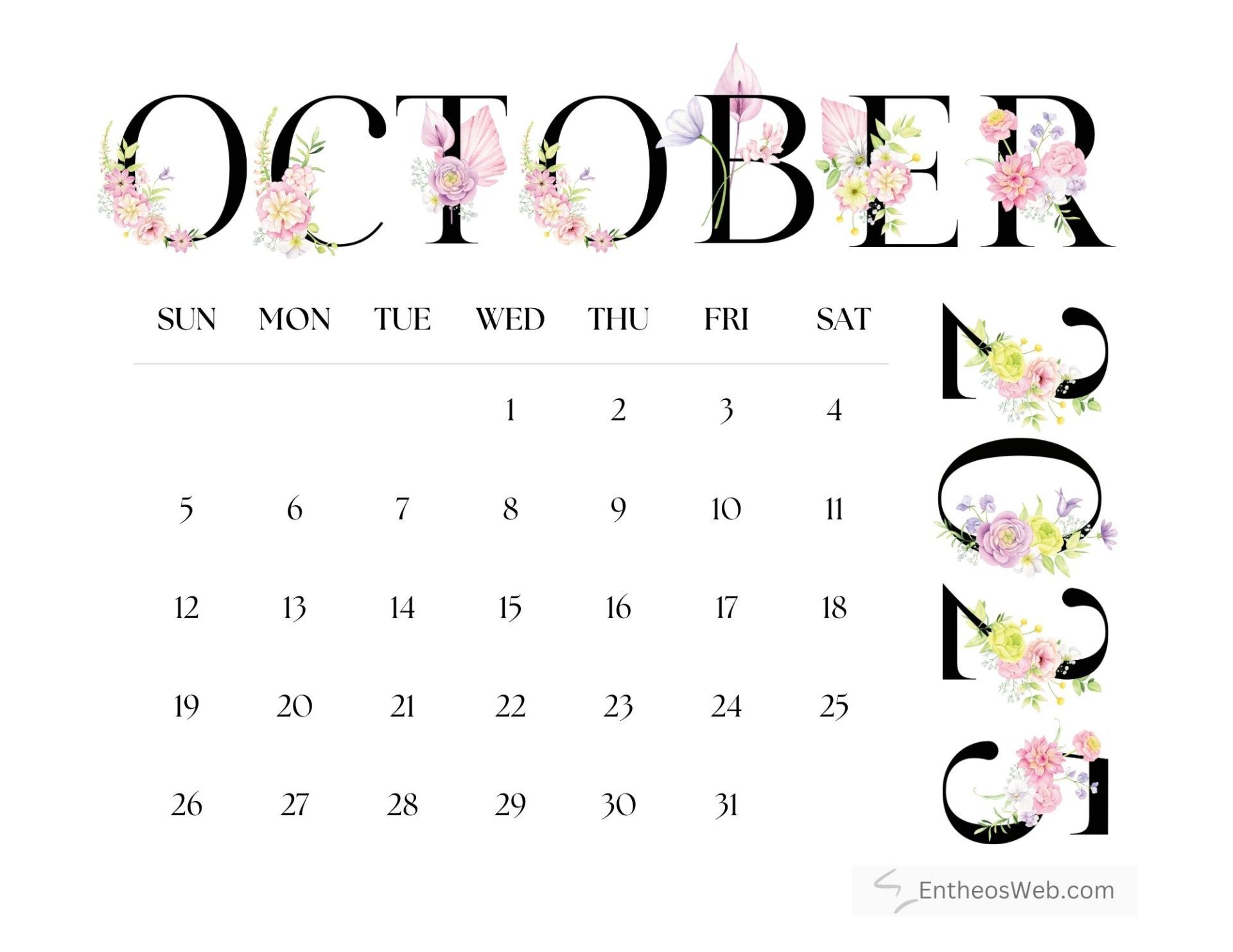 1920x1483 October 2025 Free Monthly Printable Calendars