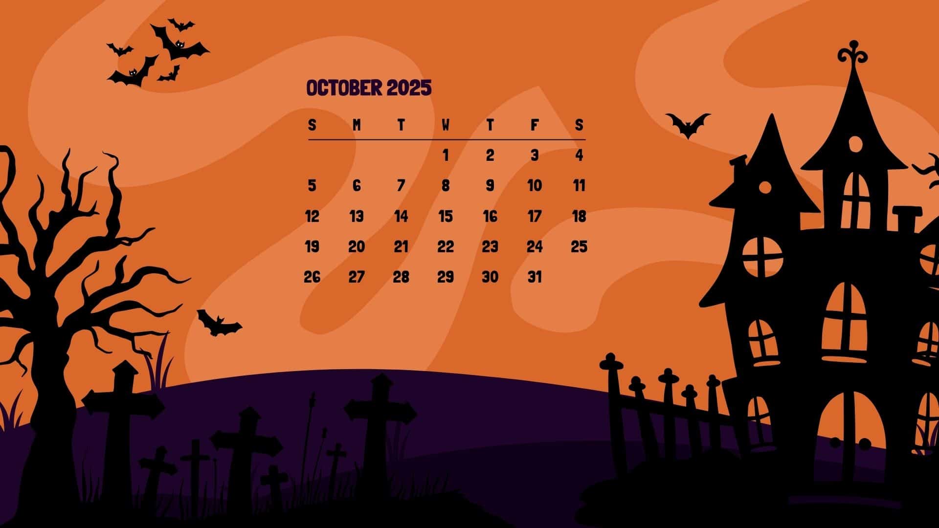 1920x1080 Calendar October 2025 Wallpaper HD