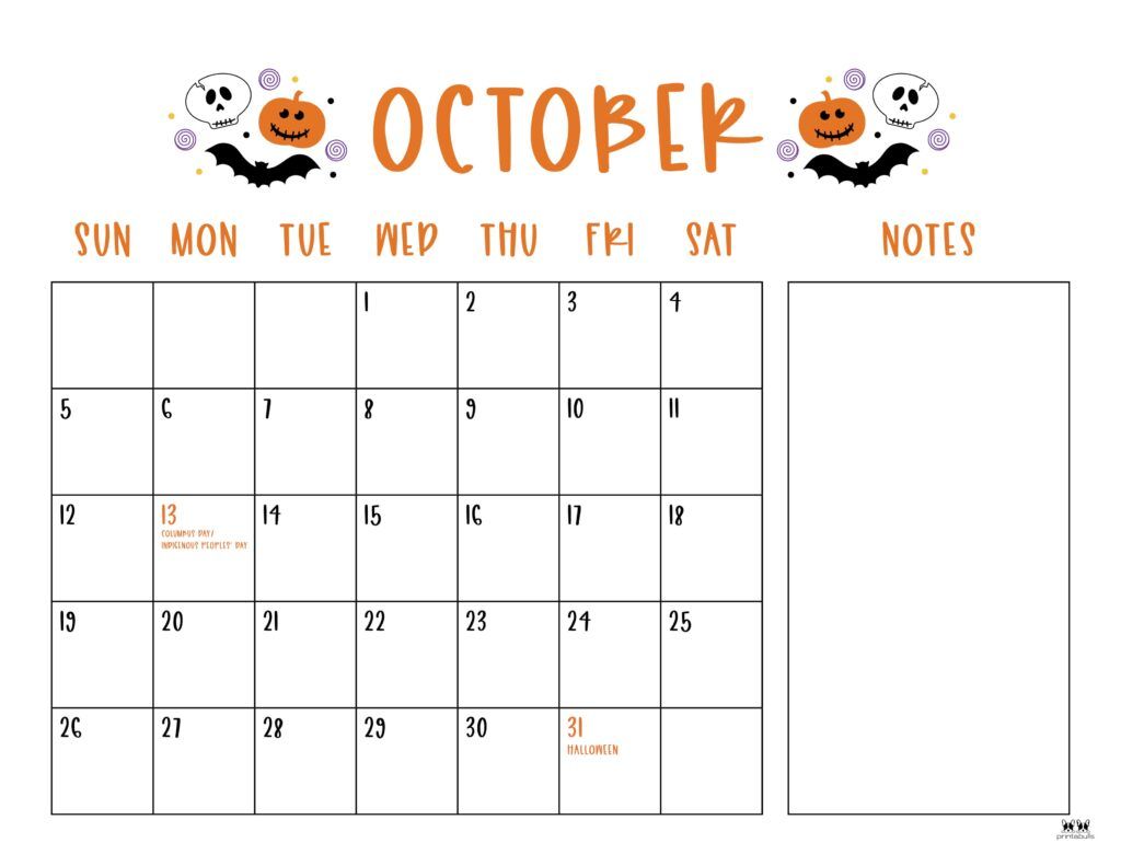 1024x791 October 2025 Calendars FREE Printables