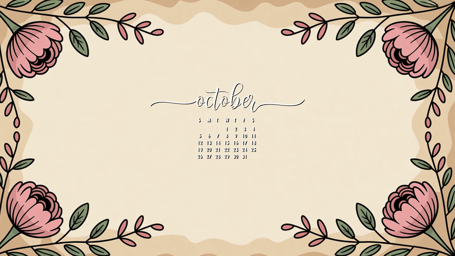 1920x1080 Free October 2025 Calendar Wallpaper