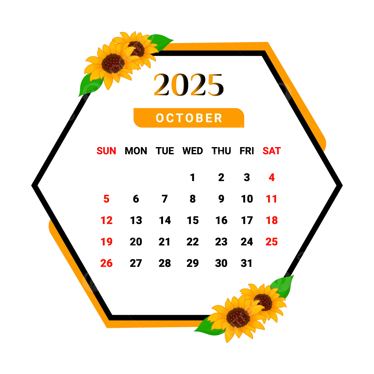 1200x1200 October Calendar PNG Transparent Image Free Download