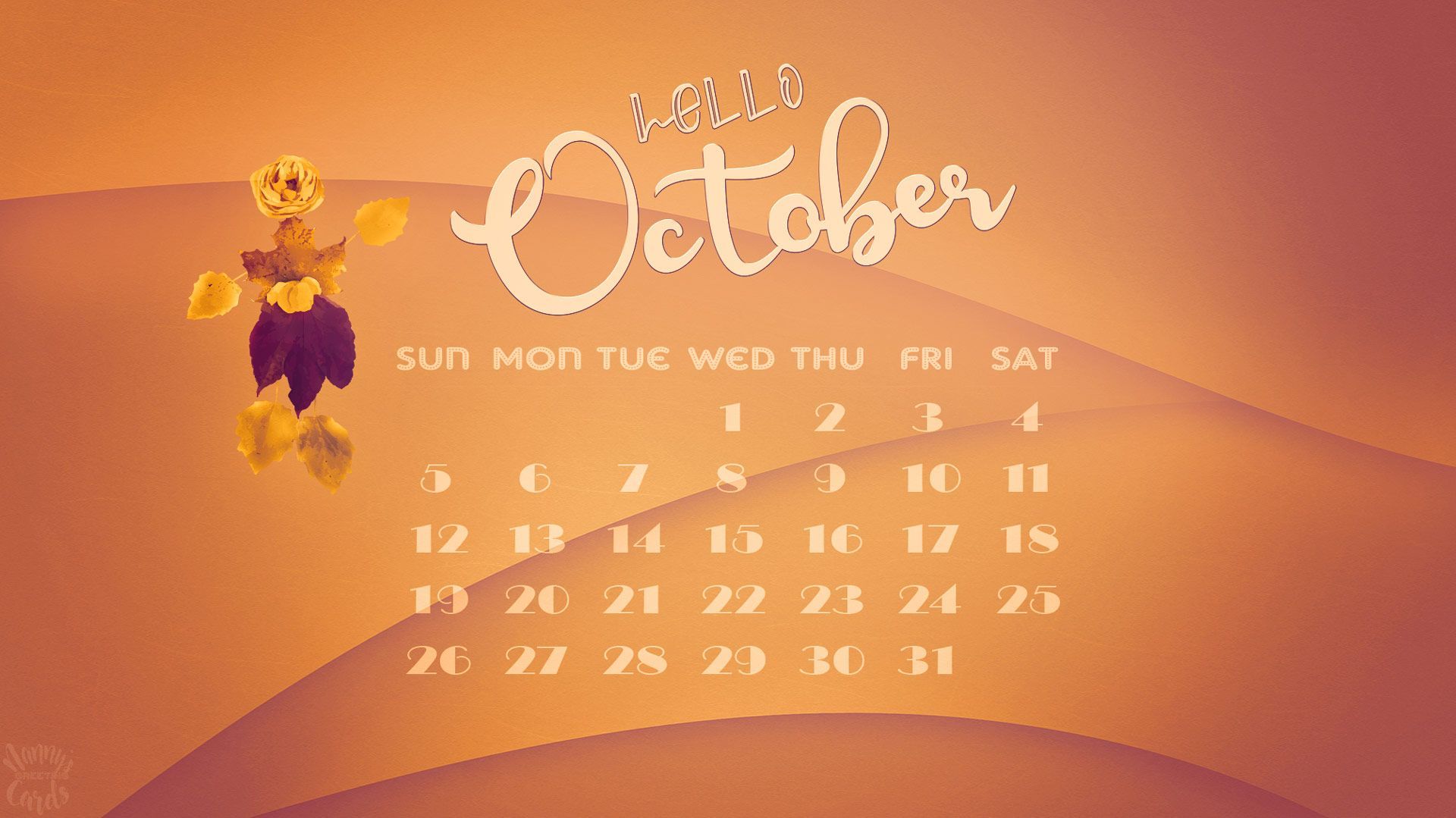1920x1079 Hello October 2025 Desktop Wallpaper Leaves Man