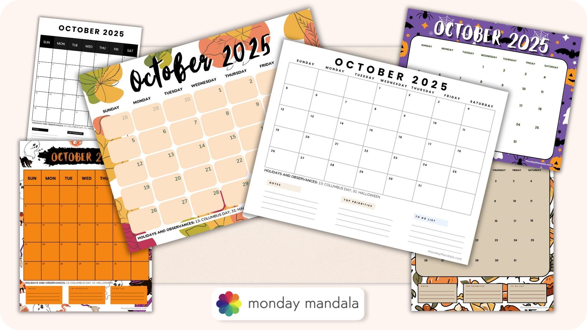 1920x1080 October 2025 Calendar (52 Free PDF Printables)