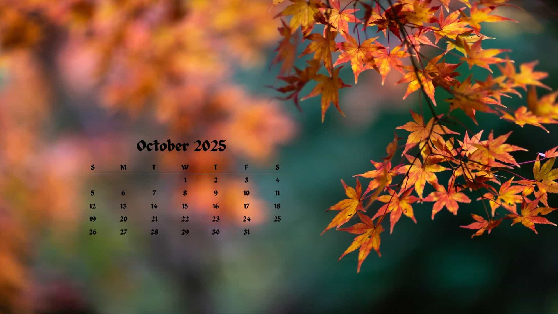 1920x1080 October 2025 Calendar Desktop Wallpaper