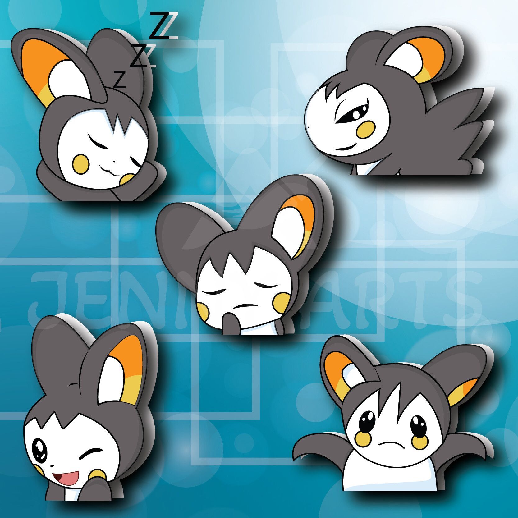 1667x1667 ⚡✨Electric Charm: Emolga Emotes Set⚡✨