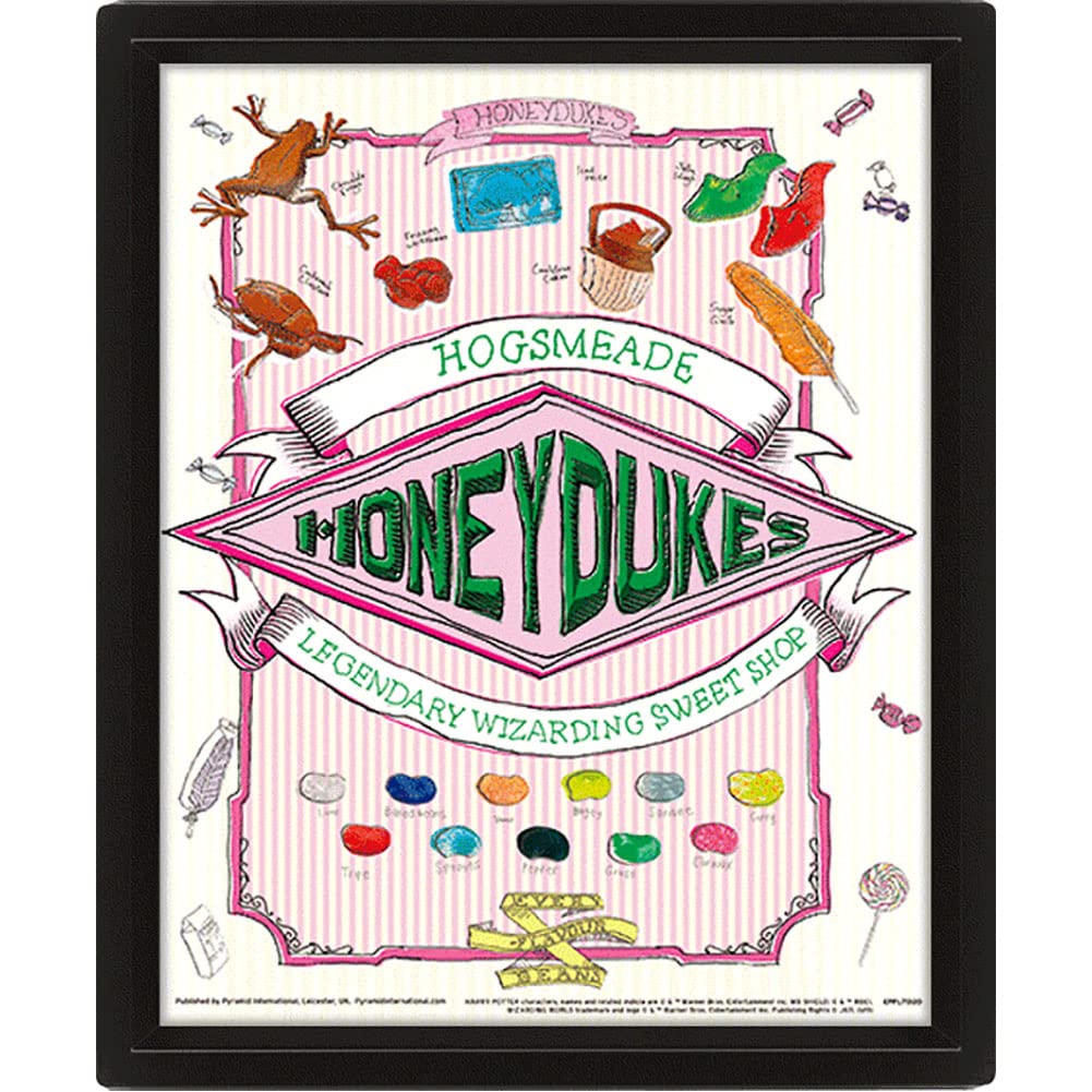 1001x1001 Harry Potter Poster 3D Lenticular Poster In Box Frame ( Honeydukes Design) Framed Wall Art 25cm X 20cm X 1.5cm Merchandise, Pink Green White: Posters & Prints