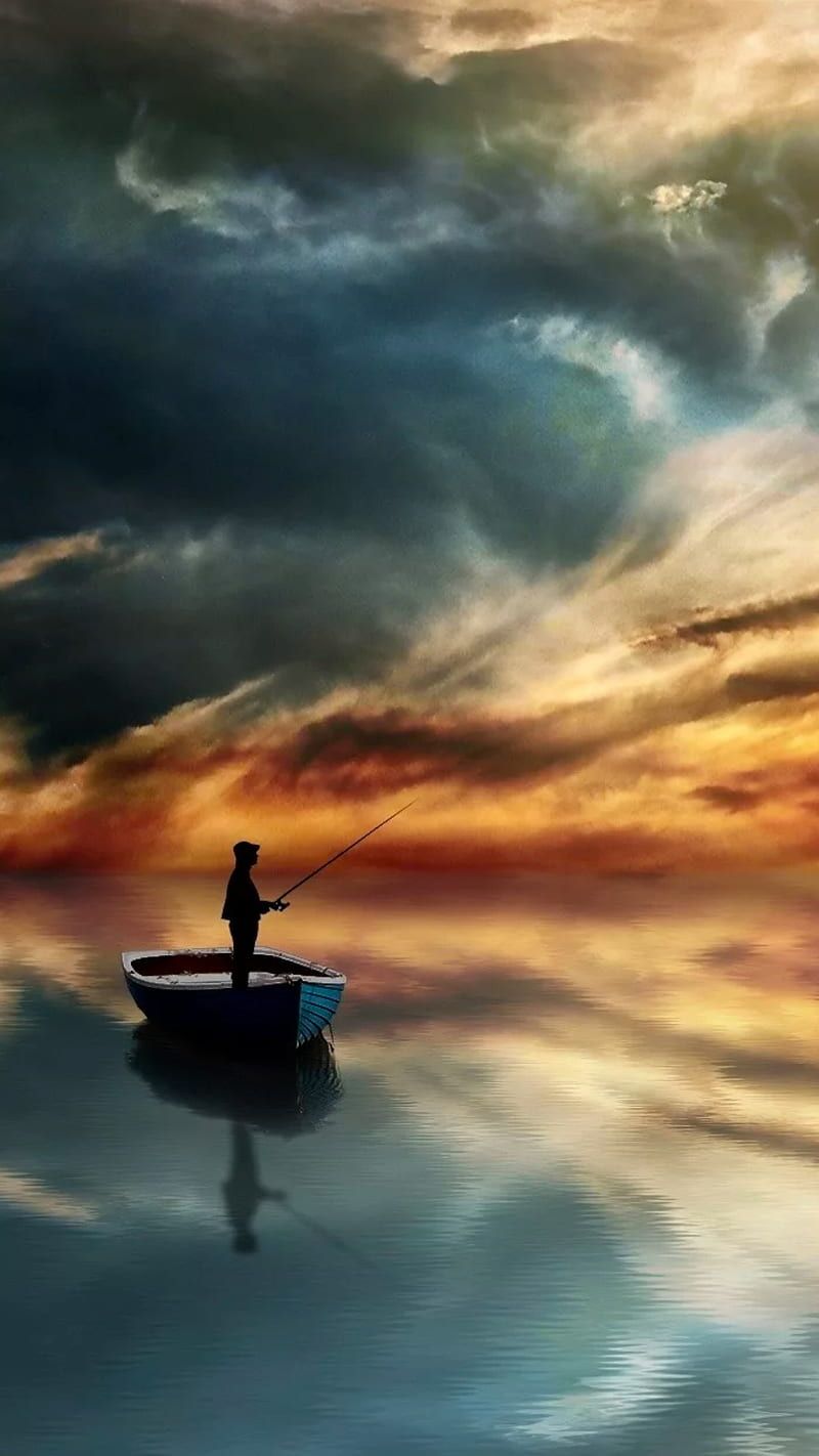 800x1422 HD lake fishing boat wallpaper