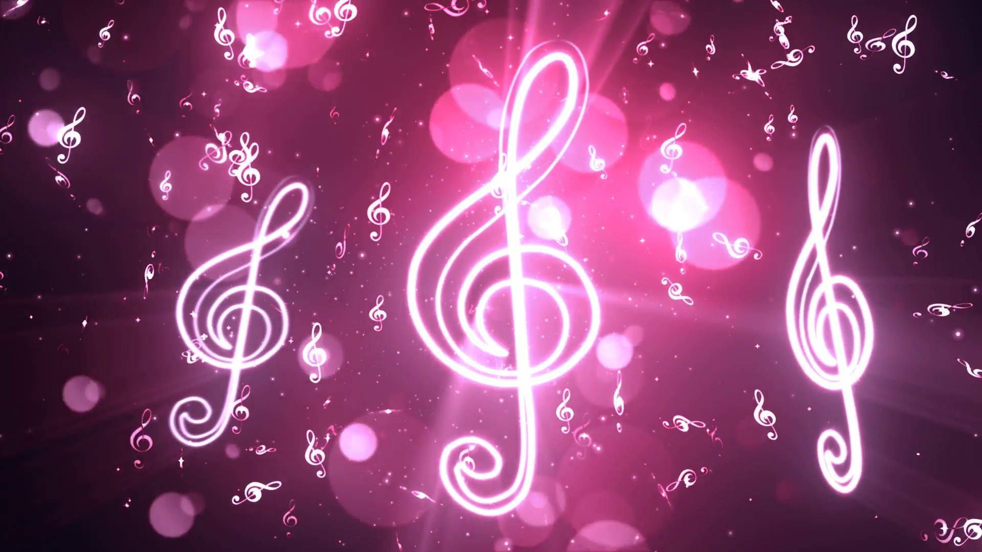 1920x1080 Download Neon Pink Music Notes Wallpaper