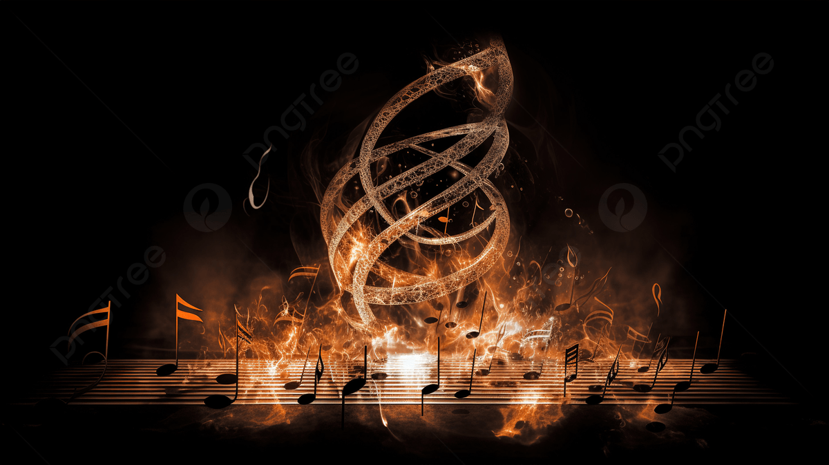 1200x673 Flaming Music Notes In The Music Score With Burning Treble Clef Background, Picture Music Notes, Music, Note Background Image And Wallpaper for Free Download