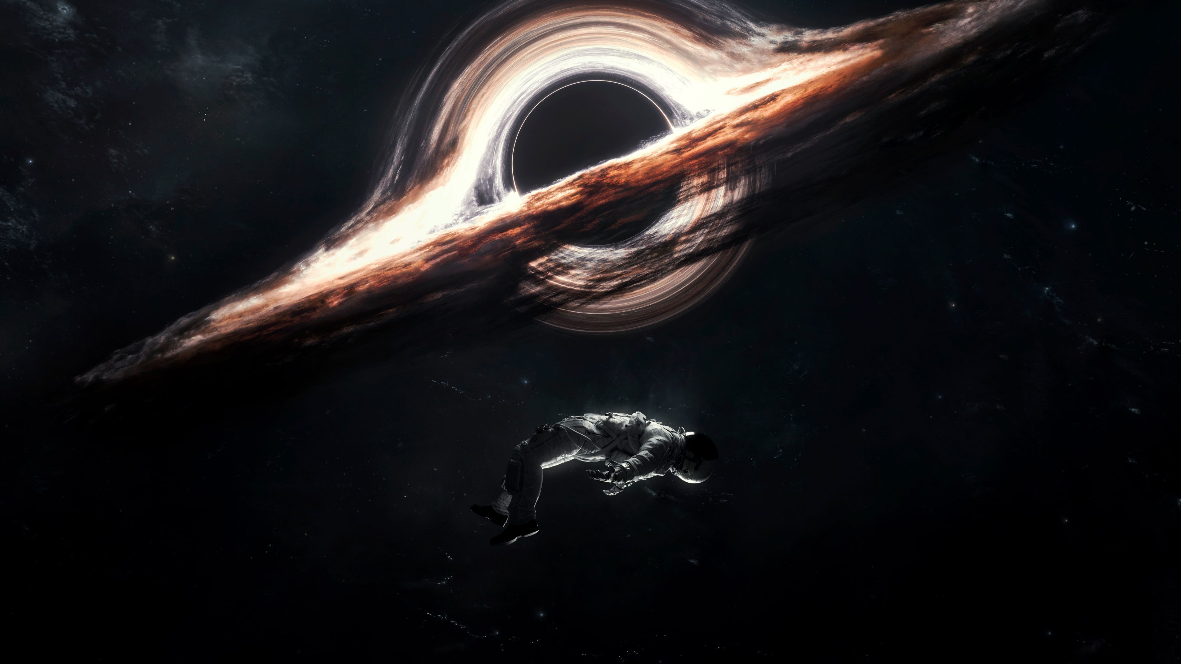 3840x2160 Gargantua black hole Wallpaper 4K, Astronaut, Interstellar, Cosmos