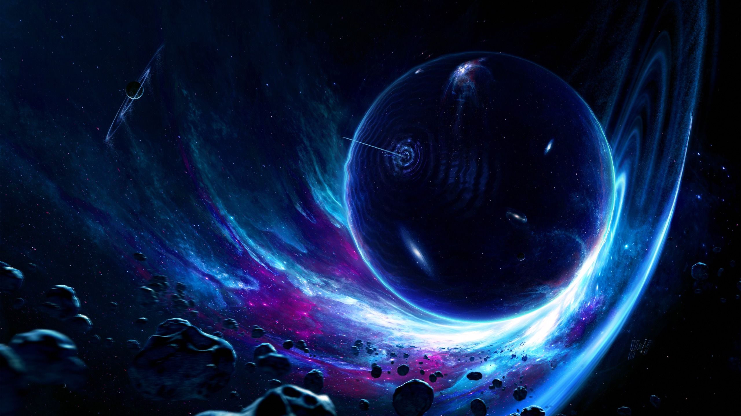 2560x1440 Wallpaper space, meteorites, Interstellar, Interstellar, Christopher Nolan, Interstellar, Nolan, Wormhole for mobile and desktop, section фильмы, resolution 2560x1440