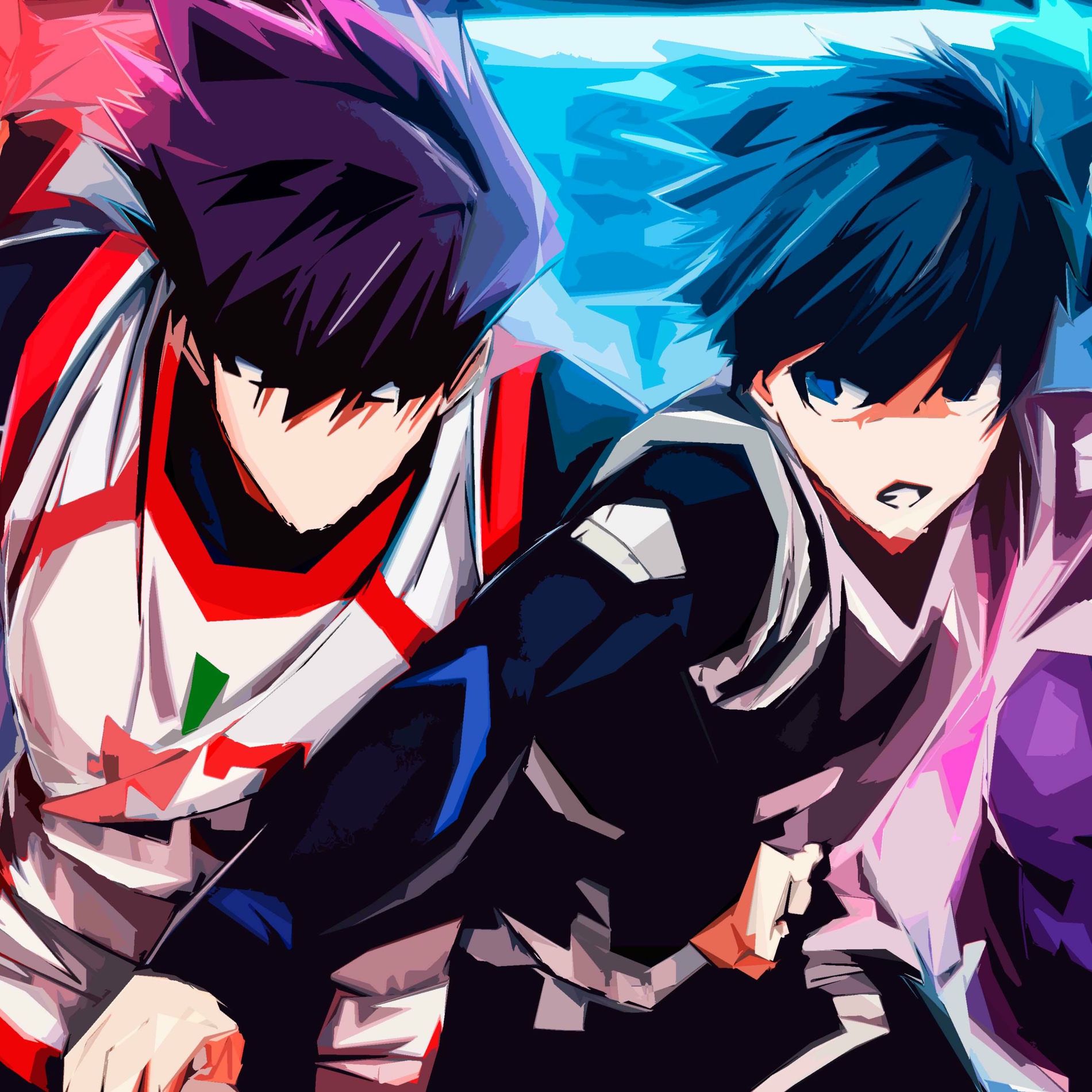 1900x1900 Kballero Rap, Rin y Shidou vs Karasu, Otoya y Chigiri. Blue Lock