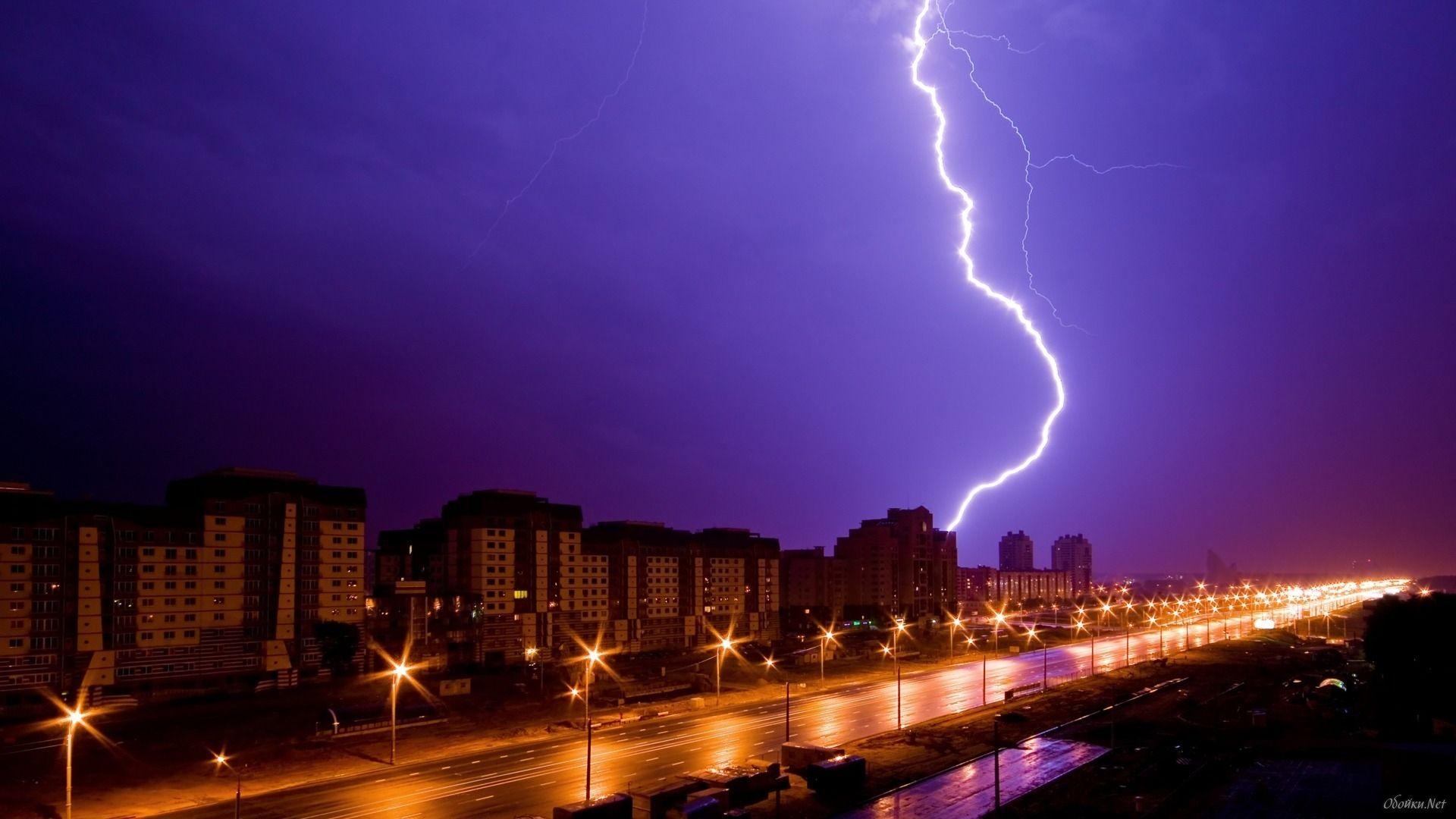 1920x1080 Lightning over city HD Desktop Wallpaper. HD Desktop Wallpaper