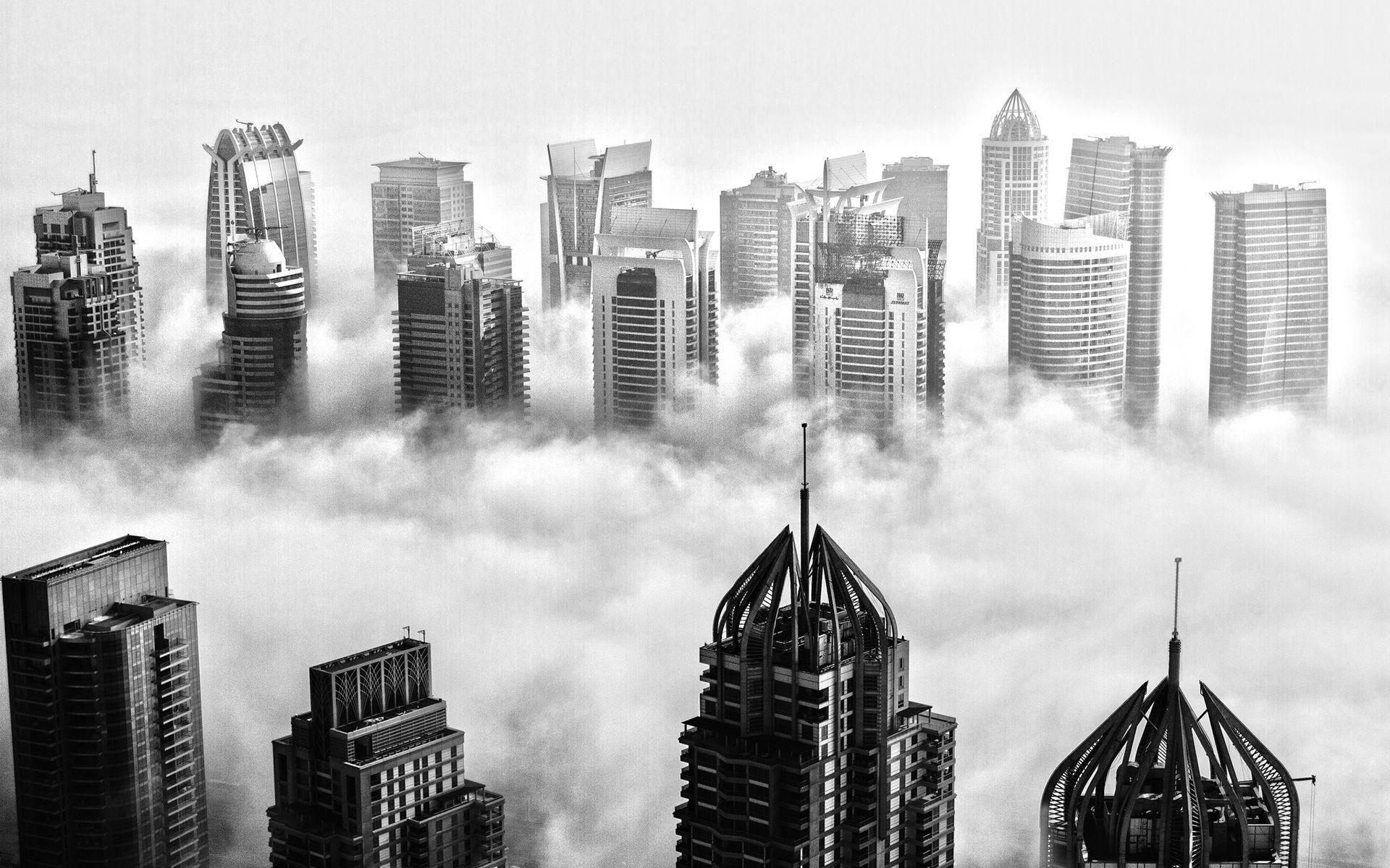 Hình nền thành phố 1920x1200 đen trắng từ Dubai
