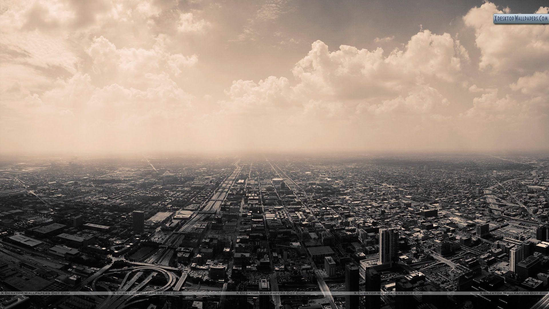 1920x1080 Góc nhìn hàng đầu của Hình nền Thành phố Đen & Trắng