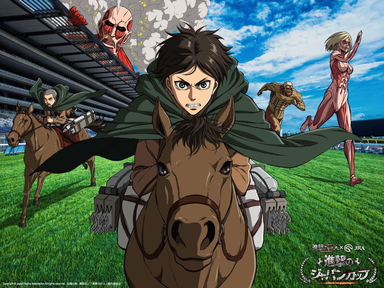 1600x1200 eren yeager, connie springer, colossal titan, female titan