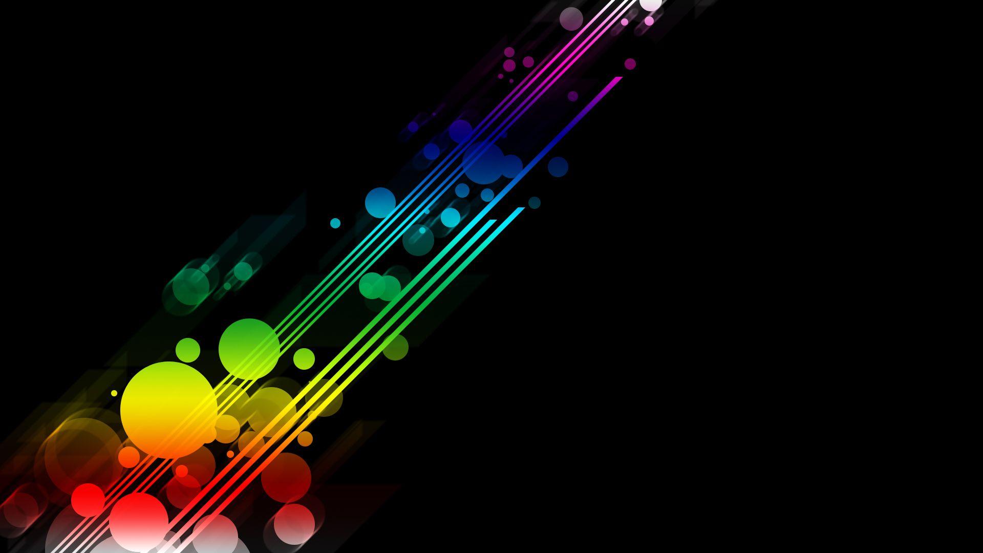 1920x1080 minimalistic, rainbows, black background wallpaper