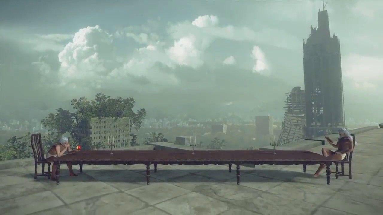 1280x720 NieR: Automata. Adam and Eve Talking While Wearing Briefs