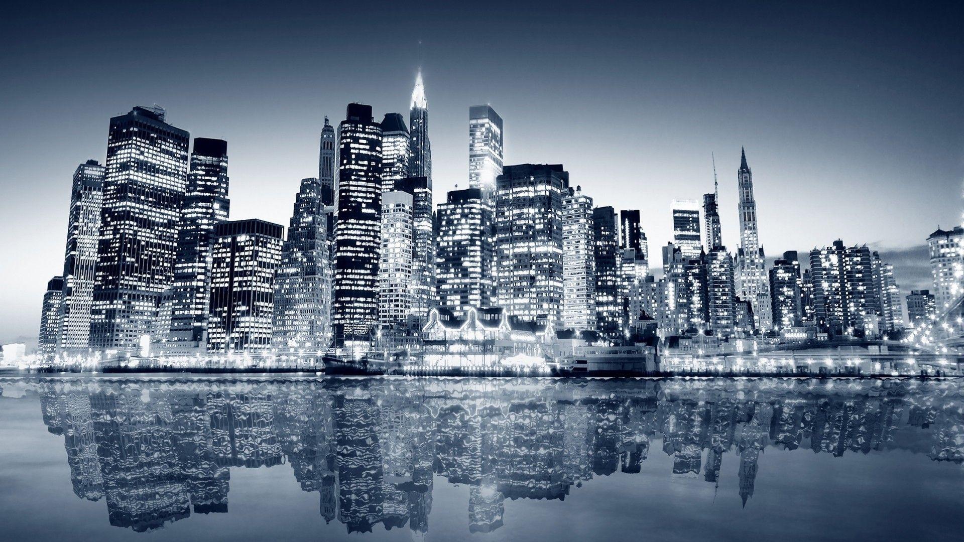 1920x1080 Hình nền Thành phố New York đen trắng