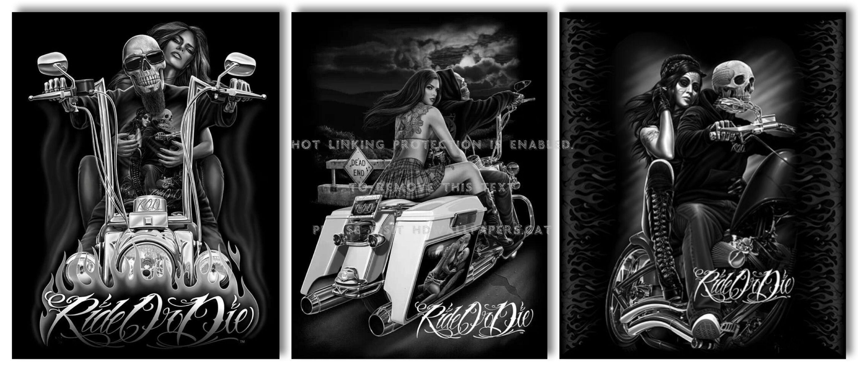 2776x1200 ride or die skeleton motorbikes bones black